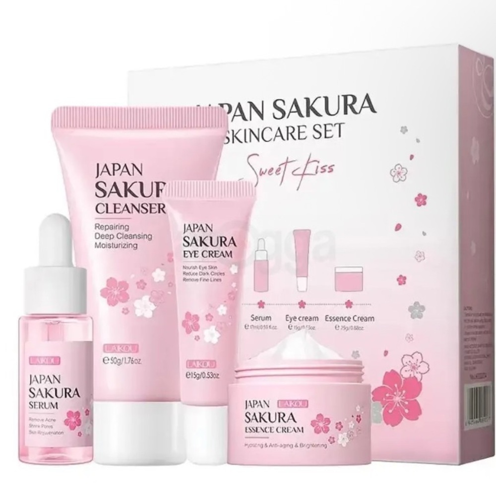 Sakura Pink Skincare Cleanser and Exfoliant Set